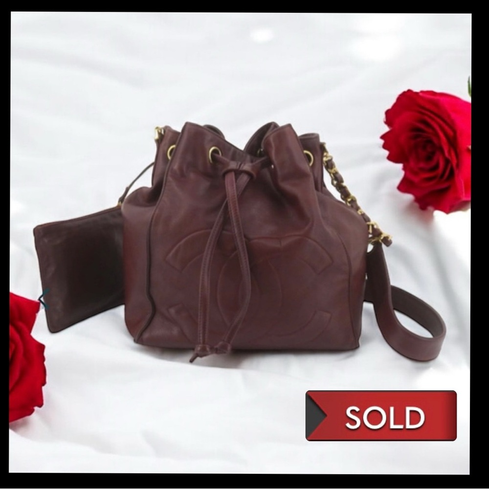 CHANEL Vintage Bucket Bag Burgundy Medium